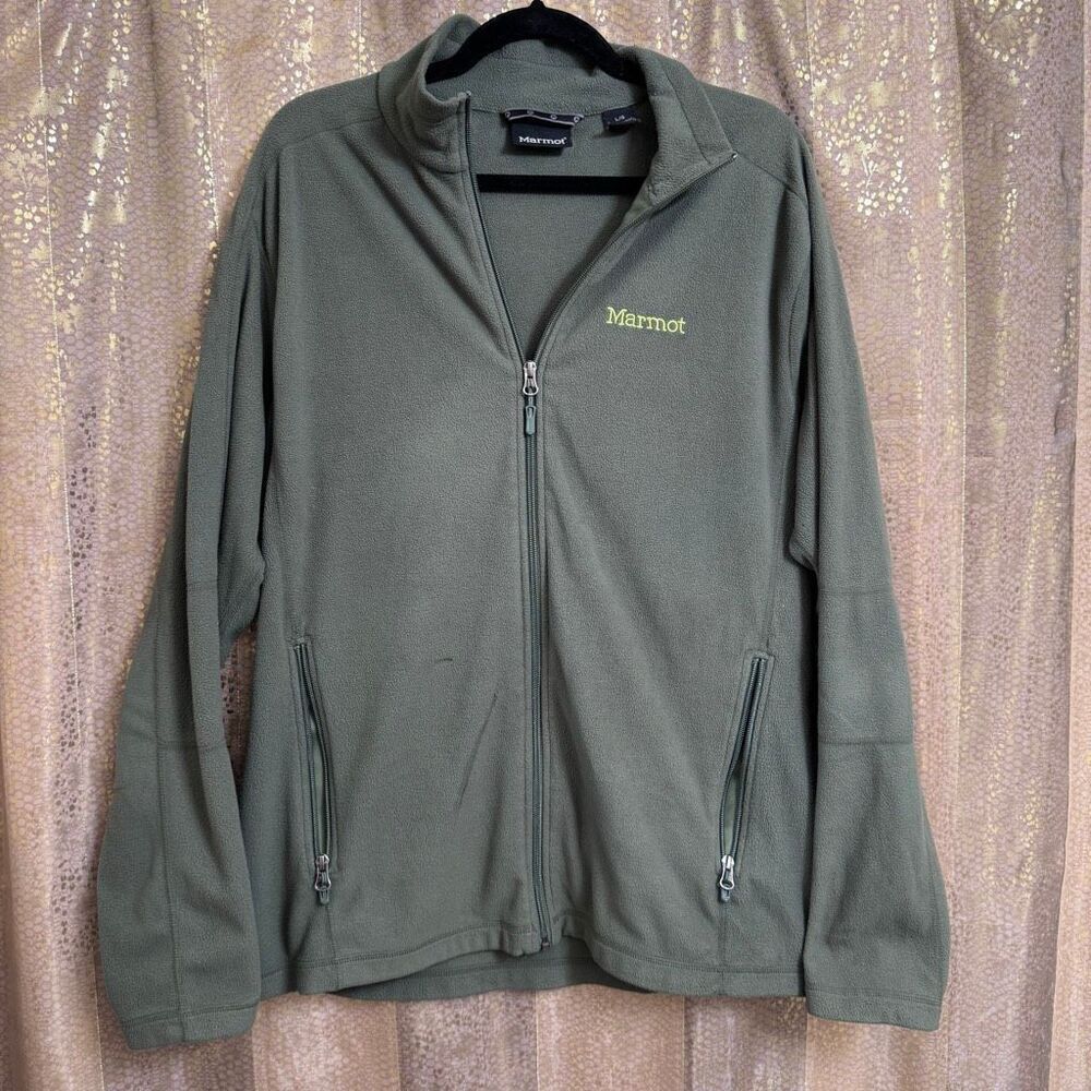 Marmot Men's Rocklin Jacket Fleece Olive Green Zip Up Flawed Large
